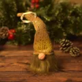 Christmas glowing gnome ornament variant in gold knit hat with warm LED lights and beard. - 25cm / Gold