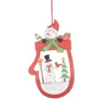 Hölzerner Weihnachten Handschuh Hänger mit bemaltem Schneemann und Tannenbaum Dekoration. - Schneemann Typ A / Rot