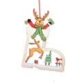 Hölzerne Weihnachts Rentier Stiefel hängende Ornament bemalte Baum Anhänger Dekoration - Hirsch Stil B / Naturholzfarbe