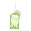 Wooden Christmas tree hanging tag pendant with Merry Christmas text and hemp rope decor. - Christmas Tree Pattern Style (F)