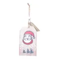 Christmas wooden hanging tag with Santa face and twine rope, perfect for holiday tree decor. - Santa Claus Pattern Style (E)