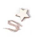 Holzstern Hängeetiketten mit Juteband für DIY Weihnachtsbaum Feiertag Dekoration Basteln - Fünfzackiger Stern / 10er Pack