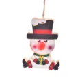 Ornamento appendibile di pupazzo di neve di Natale in legno, ciondolo regalo festivo. - Pupazzo di Neve