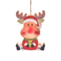 Grazioso soprammobile pendente in legno di renna natalizia con naso rosso e regalo per albero. - Modello alce