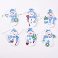 Weihnachten Holzsneemann Hängende Dekoration Set 6 Stk Blau Weiß Baum Feiertag Deko - Schneemann / 6er Set / Blau