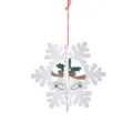 Hölzerner 3D Schneeflocke Weihnachtsanhänger, Weißes Glockenmuster Festtagsdeko - 3D Schneeflocke Stil