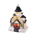 Weihnachts Harz Kirche Miniatur Ornament mit Schnee Effekt LED Licht festliche Deko Haus. - Stil C