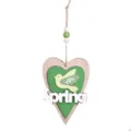 Osterdeko Holz Herz Hänger mit Vogel und Spring Schriftzug für Frühlingsdeko Zuhauseraum - Herzform Spring