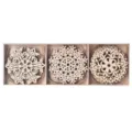 Hölzerne Weihnachts-Schneeflocken Hängeoramente DIY Handwerk Holzscheiben in Box für Feiertagsdekor - Achtzehn Stücke / Stil D