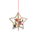 Hölzerner Weihnachts-Stern-Hängeornament mit süßem Bärenmuster für Feiertagsbaum-Dekoration. - 3D Fünfzackiger Stern Stil
