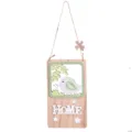 Holz Hängeschild Wanddekoration mit süßem Vogel und Blumen Motiv für gemütliches Zuhause. - Quadratisch HOME Stil
