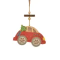 Weihnachtsauto Holz Hängeornament mit Licht, beleuchteter Baumschmuck für Weihnachten. - Rotes Auto