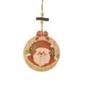 Hölzerner Weihnachtsanhänger mit Weihnachtsmann Motiv, ideal für die festliche Christbaumdekoration. - Runder Weihnachtsmann