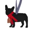Schwarzer Deko Holz Hund Anhänger mit rotem Schal für Weihnachtsbaum Dekoration. - Stil F