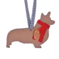 Hölzerner Corgi Hund Weihnachtsbaum Hängeornament mit rotem Schal festliche Deko - Stil G