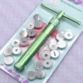 Metal clay extruder tool set with various shape nozzles for ceramic craft DIY decoration - Rotary Extruder / Green