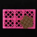 Pink grid heart pattern cookie stamp detail view, ideal for DIY clay and baking crafting. - Heart