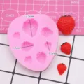 DIY strawberry silicone mold set with 7 cavities for crafting and miniature food art projects. - 7 Cavities Strawberry Mold / Pink