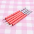 Dual head silicone nail art carving pens dotting tools for polymer clay sculpting crafts. - Pink