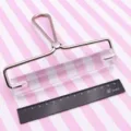 Acrylic clay rolling pin detail shot, transparent roller with metal handle on pink background. - Large Acrylic Roller / 15cm