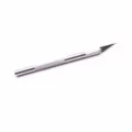Close-up detail of metal craft hobby knife with textured handle and sharp blade. - Silver