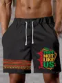 Pantaloncini da spiaggia casual da uomo con stampa 3D, motivi tribali e testo grafico comodi. - Taglia S / ML25581103-1