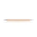 Detailed view of the dual-ended clay sculpting tool featuring a wooden handle and metal tips. - Single Indentation Pen