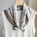 Detailed view of women's carriage pattern square scarf elegant accessory spring and autumn chic shawl - 68*68cm / 35# Grey Steed