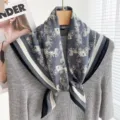Classic horse carriage pattern square scarf women elegant vintage neckerchief versatile shawl. - 68*68cm / 36# Blue Steed