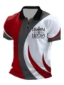 Ανδρικό Casual Polo Shirt 3D Με Σχέδιο Κόκκινο Λευκό Γκρι Μπλοκ Χρώματος Κοντό Μανίκι - 3XL / ML254211014-6