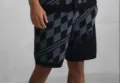 Pantaloncini in maglia nero e grigio da uomo, lusso motivo geometrico a rombi per estate mare. - ML2588242-8