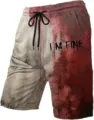Pantaloncini da mare casual da uomo con stampa digitale 3D insanguinata e coulisse regolabile. - ML258223138-9