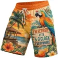 Pantaloncini da spiaggia casual da uomo stampa pappagallo tropicale 3D coulisse - ML26727113-11