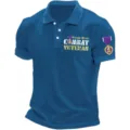 Men short sleeve polo shirt casual blue military veteran 3d print top summer apparel. - 3XL / Tops / Blue