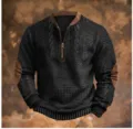 2025 Sudadera Hombre Punto 3D Media Cremallera Manga Larga Casual con Parches en Codos - S / ML251030151-1