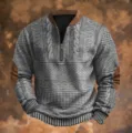 Sudadera de hombre con media cremallera, estampado 3D de punto y parches en los codos. - S / ML251030151-2