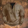 Vista detallada de sudadera de hombre con media cremallera, estampado 3D y coderas. - S / ML251030151-4
