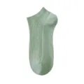 Light green women's short ankle socks, breathable cotton summer boat socks for daily wear. - One Size (35-40) / Green