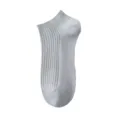 Women thin cotton short socks solid color breathable summer casual boat socks comfortable feet - One Size (35-40) / Gray