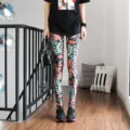 Women ethnic print milk silk leggings slim fit casual stretch yoga pants autumn style - Thin One Size / Style 10 Maple Leaf Red Black (367)