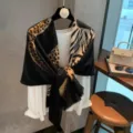 Vintage leopard zebra print women shawl summer luxury fashion elegant scarf fashion accessory - Black