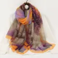 Women gradient chiffon scarf lightweight summer beach sun protection shawl wrap 2026 - 180x130cm / 16# Fortune Tree Purple