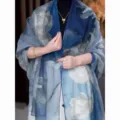 Chic floral print silk scarf lightweight summer beach shawl sun protection wrap for women - 180x130cm / 22# Ink Wash Lotus