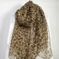 Leopard print sheer scarf lightweight summer beach shawl fashion breathable sun protection wrap - 180x130cm / 26# Light Khaki Leopard Print