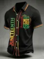 Camicia polo casual da uomo a maniche corte Juneteenth nera con ricamo a tema festivo - 3XL / ML265271138-8