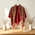 Silk cotton square scarf retro printed lightweight shawl spring summer fashion elegant commuter hijab - 7#-Color Block Red