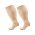 High elasticity compression socks for daily wear or fitness, comfortable calf support pair. - Nude