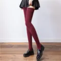 Cozy knit over-the-knee high socks in dark red, perfect for autumn and winter daily wear. - One Size (Tube Height 80cm) / Burgundy