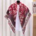 French vintage floral print large square scarf, elegant sun protection silk shawl wrap. - 2#-Gorgeous Beauty