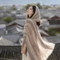 Women lightweight striped tie-dye rayon crinkle scarf breathable sun protection shawl main - #12 Khaki